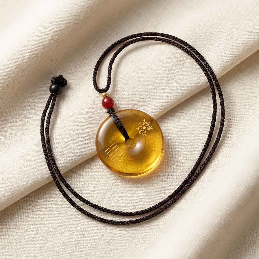 Letitdao Healing Stability & Protection Necklace Natural Yellow Agate "Peace Knot" Pendant for Grounding Energy