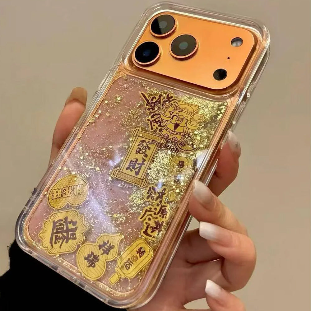 $9.9 Includes All Fees- Letitdao Wealth Flow Guardian Case Golden Sand & Foil Design Universal Fit Abundance Energy Protection for iPhone