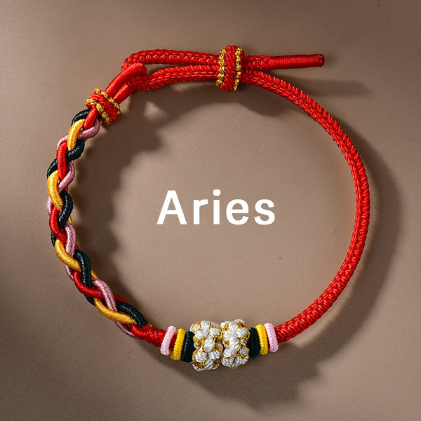 Letitdao 12 Zodiac Signs Handmade Macrame Red String Bracelet for Luck