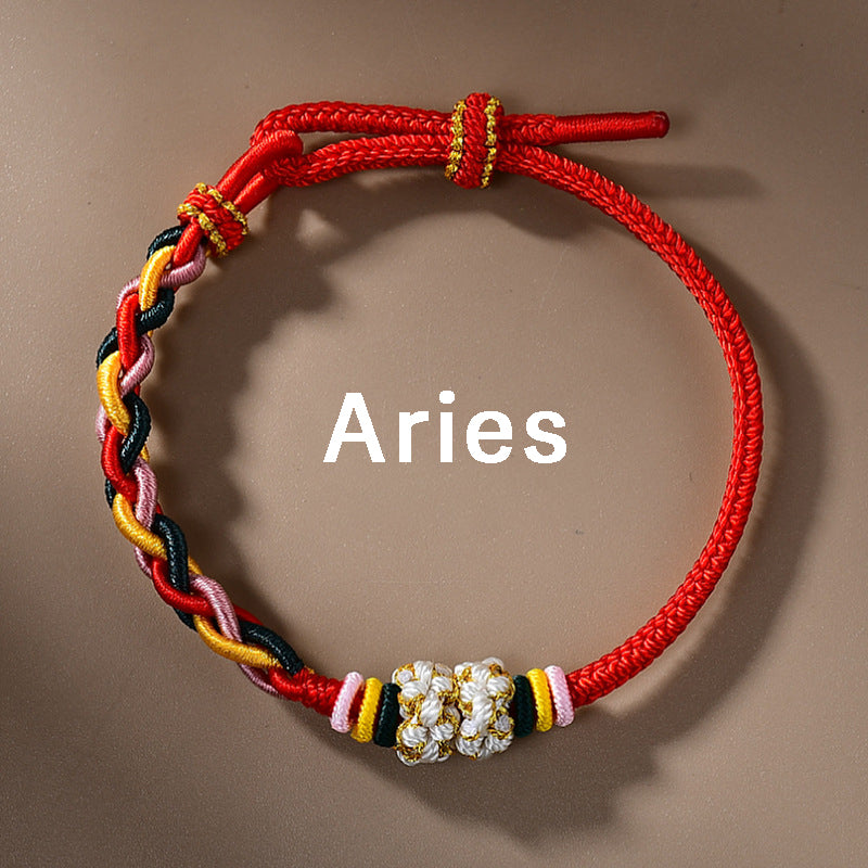 Letitdao 12 Zodiac Signs Handmade Macrame Red String Bracelet for Luck
