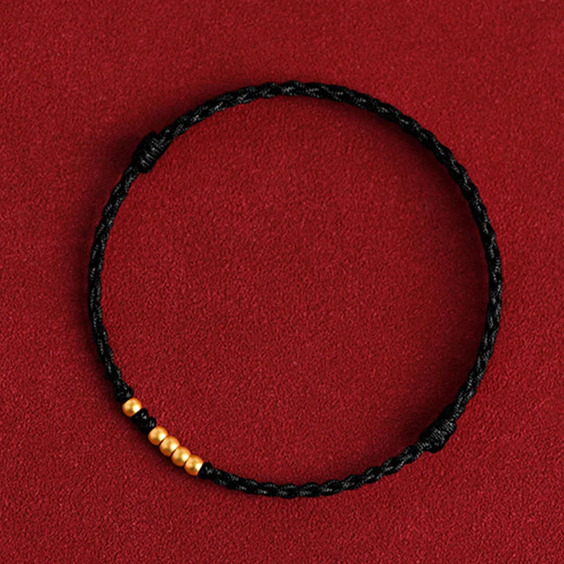 Letitdao A Lifetime Of Ancient Gold Lucky Beads Hand-Woven Red String Bracelet