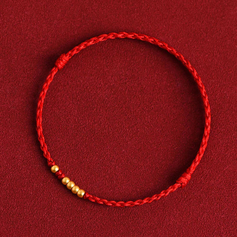 Letitdao A Lifetime Of Ancient Gold Lucky Beads Hand-Woven Red String Bracelet