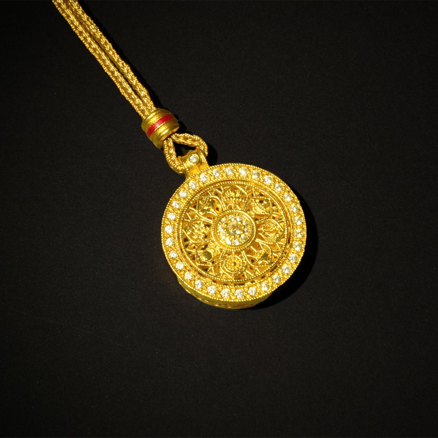 Letlt Dao Rotating Eight Treasures Compass Pendant Minimalist Diamond Necklace for Wealth & Abundance