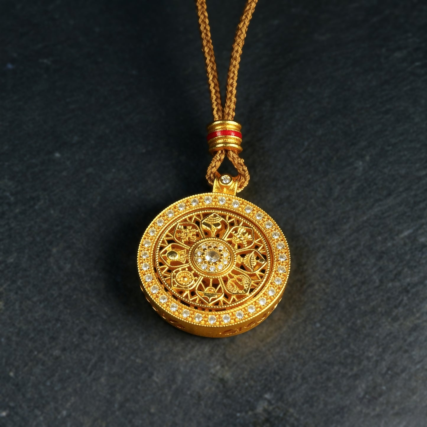 Letlt Dao Rotating Eight Treasures Compass Pendant Minimalist Diamond Necklace for Wealth & Abundance