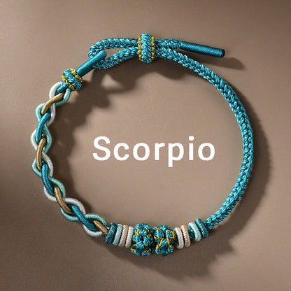 Letitdao 12 Zodiac Signs Handmade Macrame Red String Bracelet for Luck