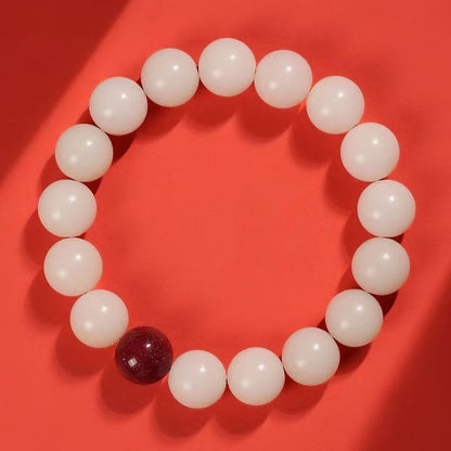 Letitdao Letitdao Natural Bodhi & Red Bead Bracelet Hand-Polished Seed Jewelry with Adjustable Closure Earthy Boho Accessory