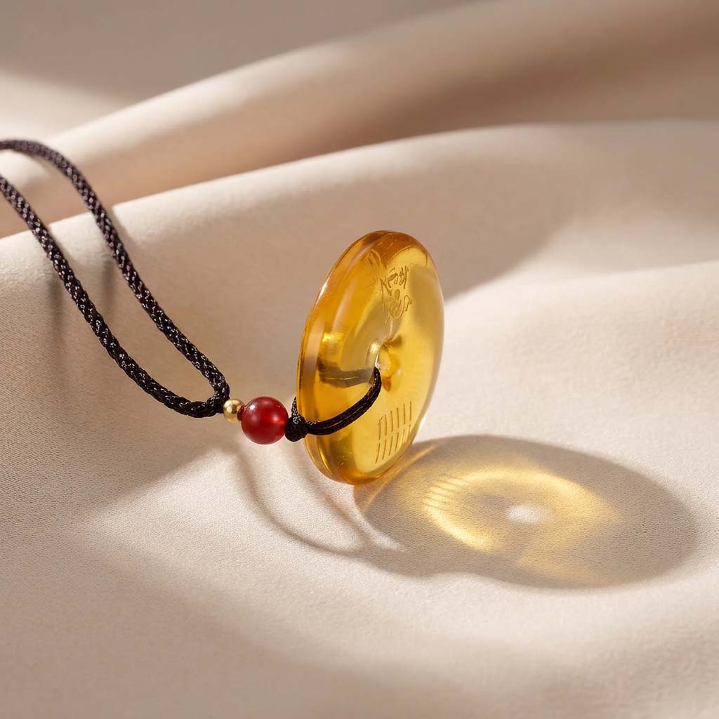 Letitdao Healing Stability & Protection Necklace Natural Yellow Agate "Peace Knot" Pendant for Grounding Energy