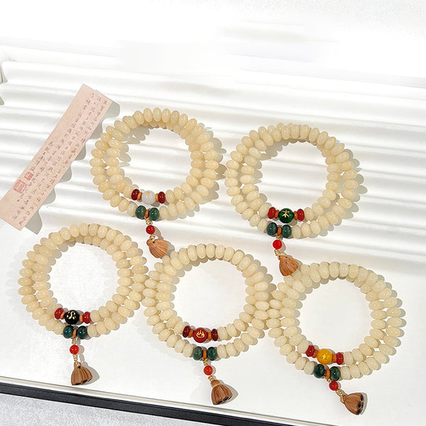 Letitdao Energy Balancing Bracelet Natural Bodhi Seed Mala With 5 Elements Healing Chakra Jewelry Necklace