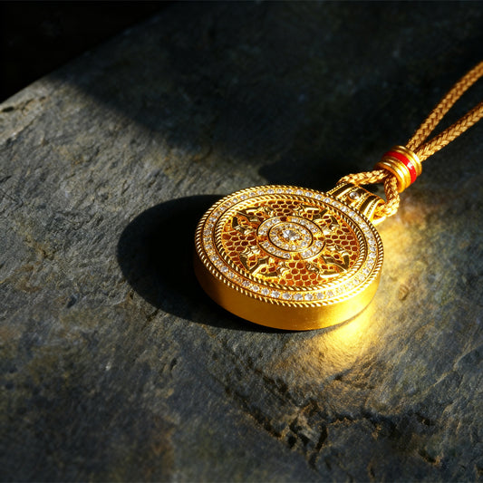 Letlt Dao The Guardian Talisman Pendant Gold Tone Men's Necklace for Strength Balance & Wisdom