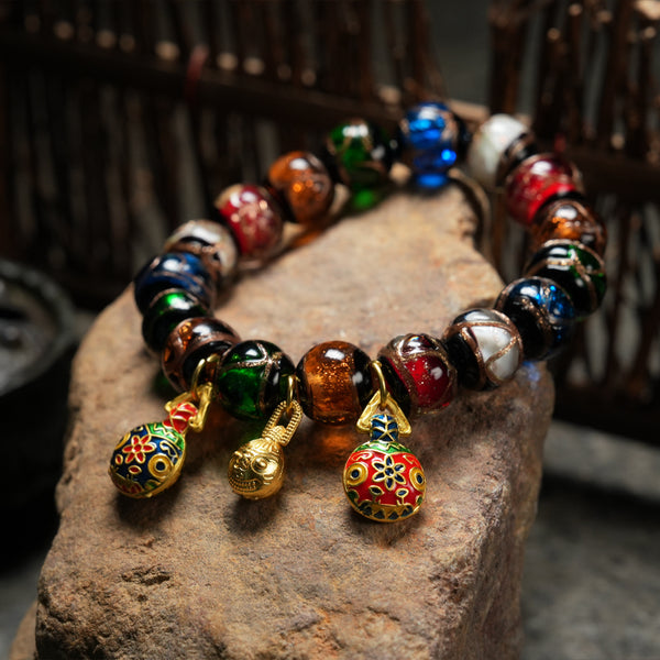 Letlt Dao Colorful Gold Swallowing Beast Liuli Glass Bead Luck Bracelet