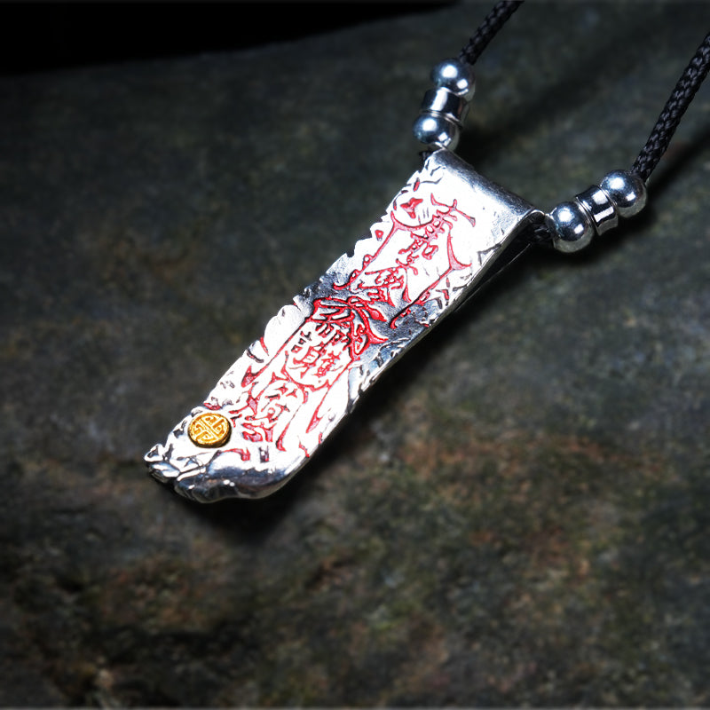 Taoist Imperial Decree Meditation Mantra Pendant Yin-Yang Bagua Body Protection Necklace