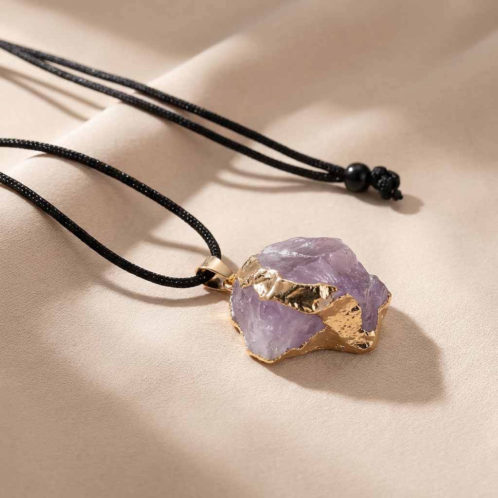 Letitdao Raw Amethyst Energy Unfiltered A Raw Stone Pendant Necklace Directly Connected to Earth's Power