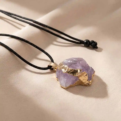 Letitdao Raw Amethyst Energy Unfiltered A Raw Stone Pendant Necklace Directly Connected to Earth's Power