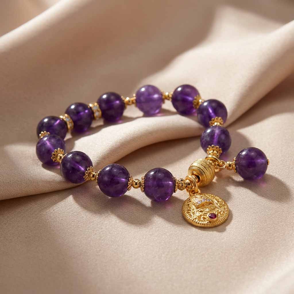 Letitdao Sophisticated Energy Elevated Aura A Luxe Amethyst Bracelet for Intuition & Elegance