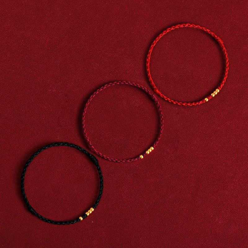 Letitdao A Lifetime Of Ancient Gold Lucky Beads Hand-Woven Red String Bracelet
