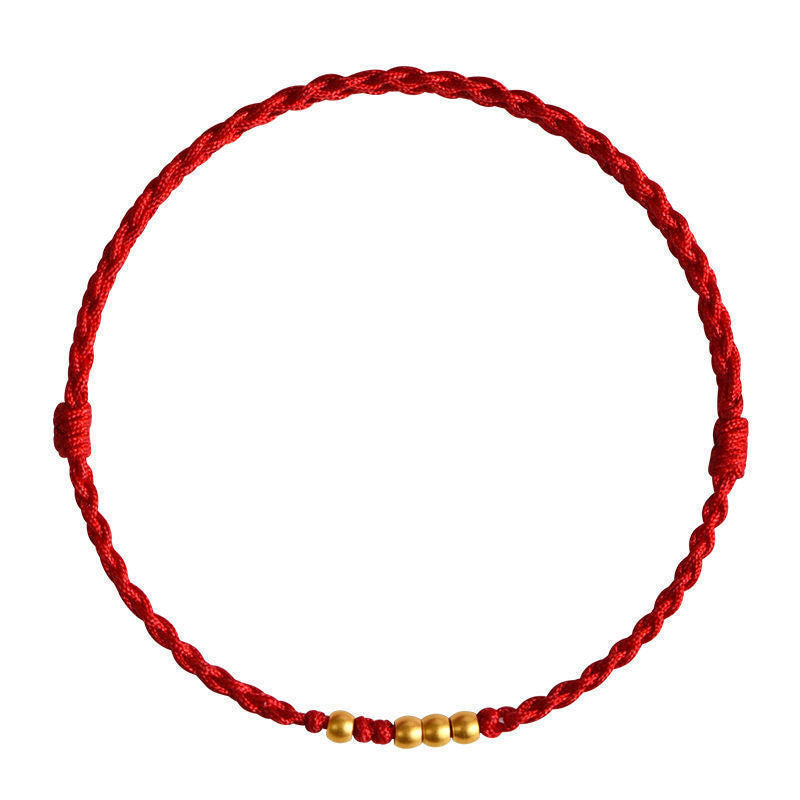 Letitdao A Lifetime Of Ancient Gold Lucky Beads Hand-Woven Red String Bracelet