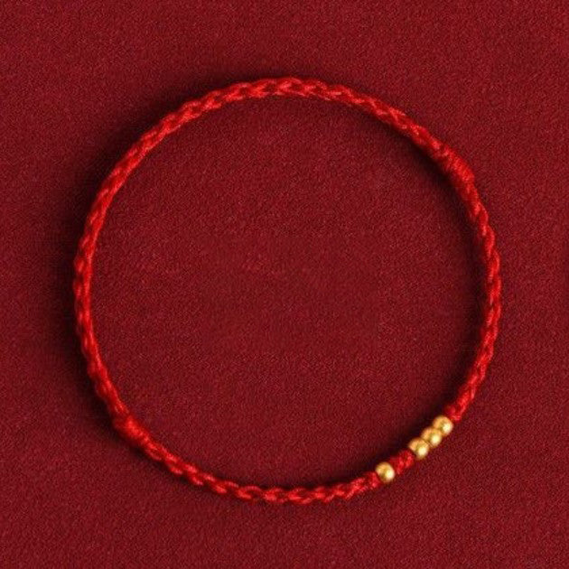 Letitdao A Lifetime Of Ancient Gold Lucky Beads Hand-Woven Red String Bracelet