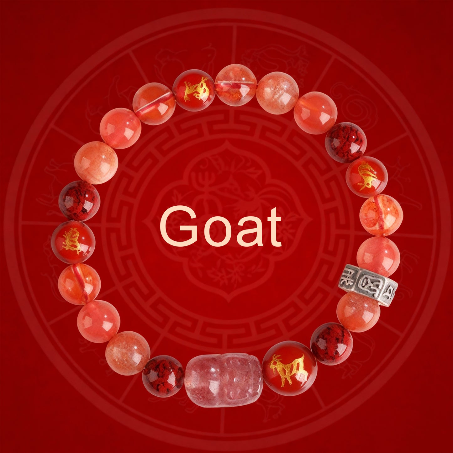 Zodiac Fortune Bracelet Adorned With Sacred Cinnabar & Natural Crystal & Legendary Pi Xiu