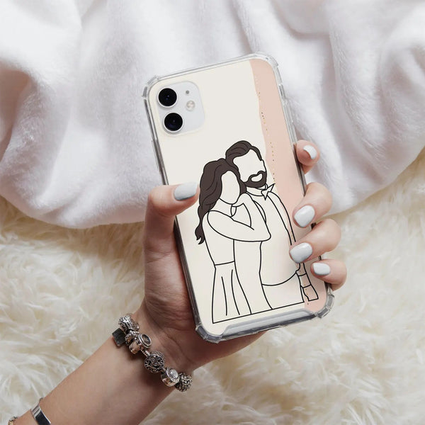 $9.9 Includes All Fees- Letitdao Couple Line Art Phone Case Faceless Case Couple Illustration Matching Couple Case
