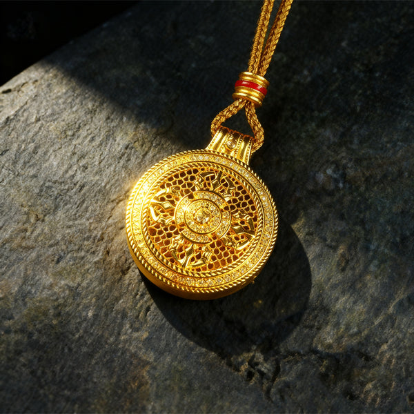 Letlt Dao The Guardian Talisman Pendant Gold Tone Men's Necklace for Strength Balance & Wisdom