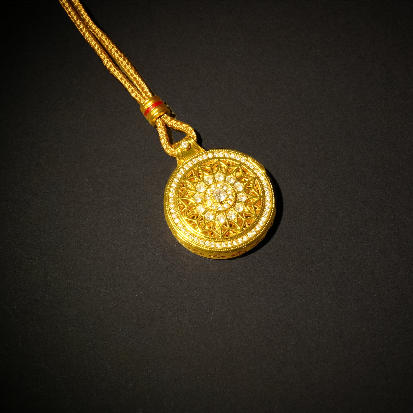 Letlt Dao Rose Gold Compass Pendant Necklace Hollow Design with Diamonds Versatile Ancient Style Jewelry