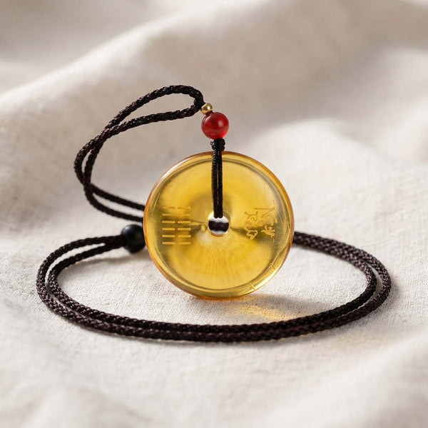 Letitdao Healing Stability & Protection Necklace Natural Yellow Agate 