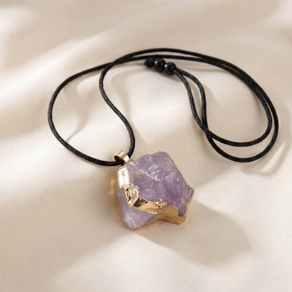 Letitdao Raw Amethyst Energy Unfiltered A Raw Stone Pendant Necklace Directly Connected to Earth's Power
