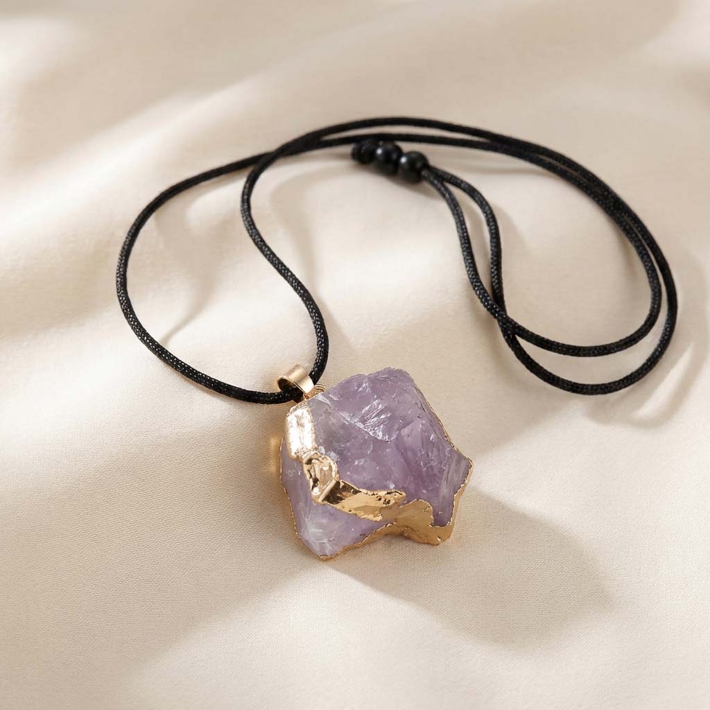 Letitdao Raw Amethyst Energy Unfiltered A Raw Stone Pendant Necklace Directly Connected to Earth's Power