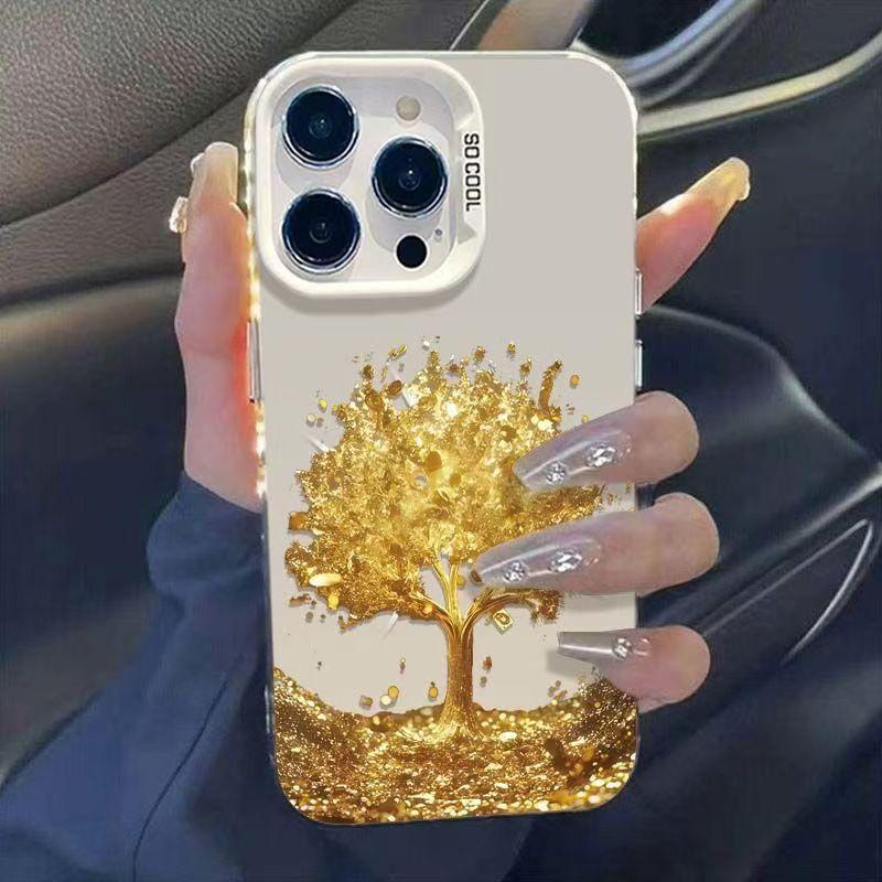 $9.9 Includes All Fees- Letitdao Universal Wealth Tree Case Golden Money Tree Design for Most Phone Models Abundance Energy Accessory with Glittering Gold Finish