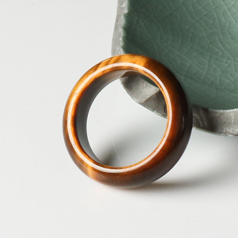 Letitdao Natural Tiger Eye Stone Fashion Energy Protection Ring