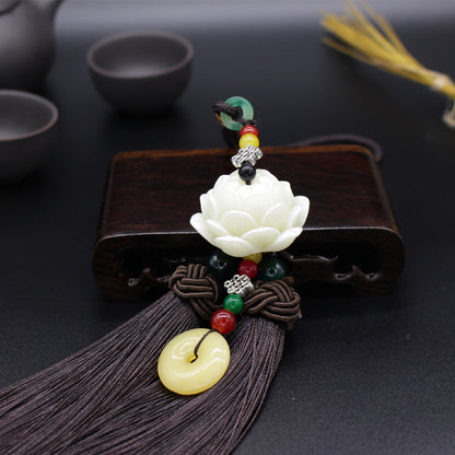 Letitdao Lotus Car Charm Protection Coin Pendant for Mindful Driving & Safe Travels Zen Style Car Decor Gift