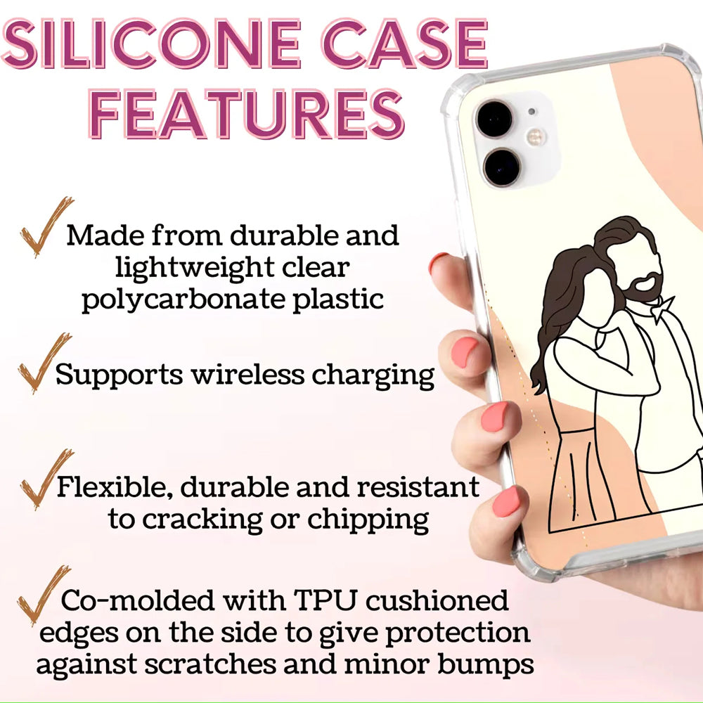 $9.9 Includes All Fees- Letitdao Couple Line Art Phone Case Faceless Case Couple Illustration Matching Couple Case