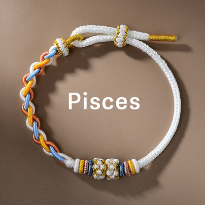 Letitdao 12 Zodiac Signs Handmade Macrame Red String Bracelet for Luck