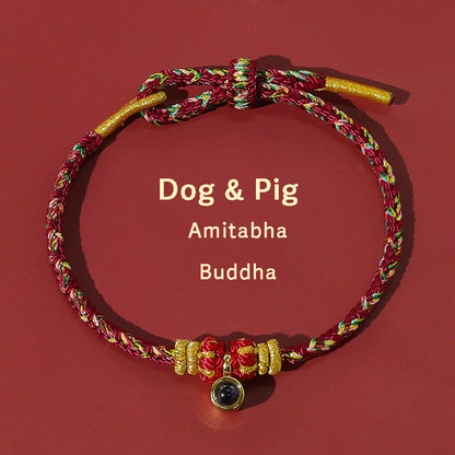 Letitdao Eight Guardian Gods Halo Bracelet Hand-Woven Zodiac Red Rope