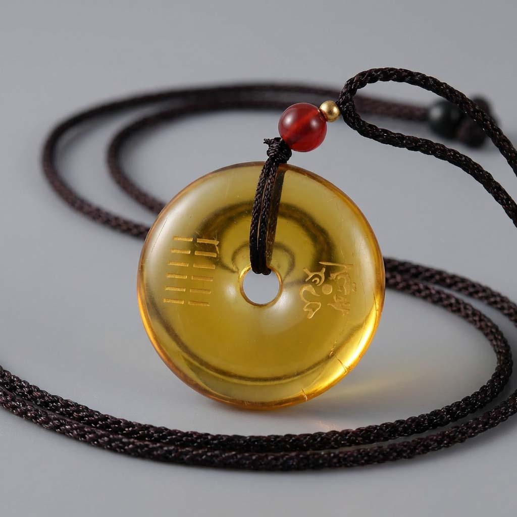 Letitdao Healing Stability & Protection Necklace Natural Yellow Agate "Peace Knot" Pendant for Grounding Energy