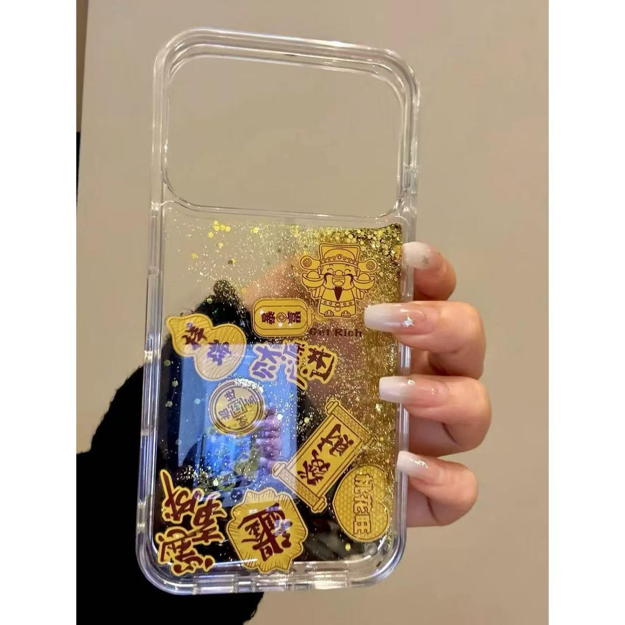$9.9 Includes All Fees- Letitdao Wealth Flow Guardian Case Golden Sand & Foil Design Universal Fit Abundance Energy Protection for iPhone