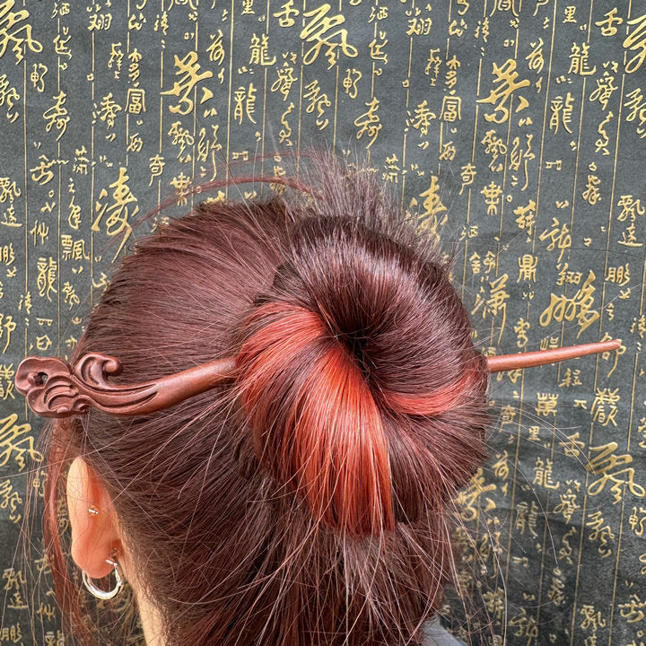 Letitdao Taoist Ceremonial Hairpin Sacred Jujube Wood with Dragon & Phoenix Design Five Elements Spiritual Gift