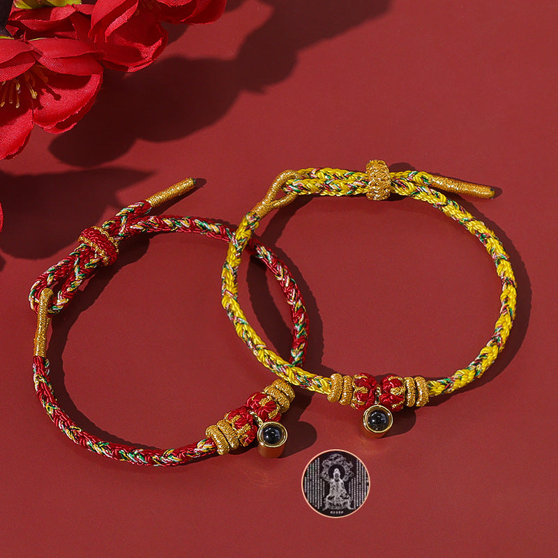 Letitdao Eight Guardian Gods Halo Bracelet Hand-Woven Zodiac Red Rope