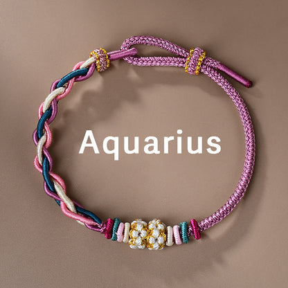 Letitdao 12 Zodiac Signs Handmade Macrame Red String Bracelet for Luck