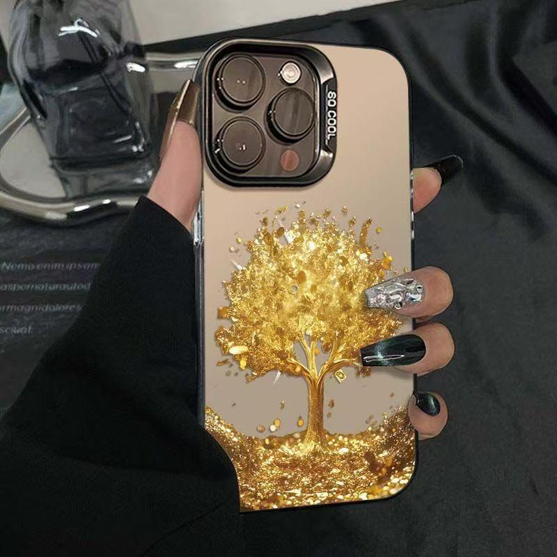 $9.9 Includes All Fees- Letitdao Universal Wealth Tree Case Golden Money Tree Design for Most Phone Models Abundance Energy Accessory with Glittering Gold Finish