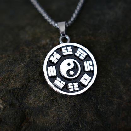 Sale Letitdao Yin-Yang Tai Chi Bagua Necklace Stainless Steel Pendant For Husband & Boyfriend