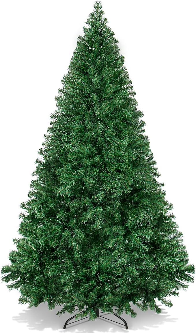 Letitdao Best Choice Products Artificial Christmas Tree 8ft Premium Unlit Hinged Design Dense Branches Realistic Holiday Décor w/Easy Assembly Base