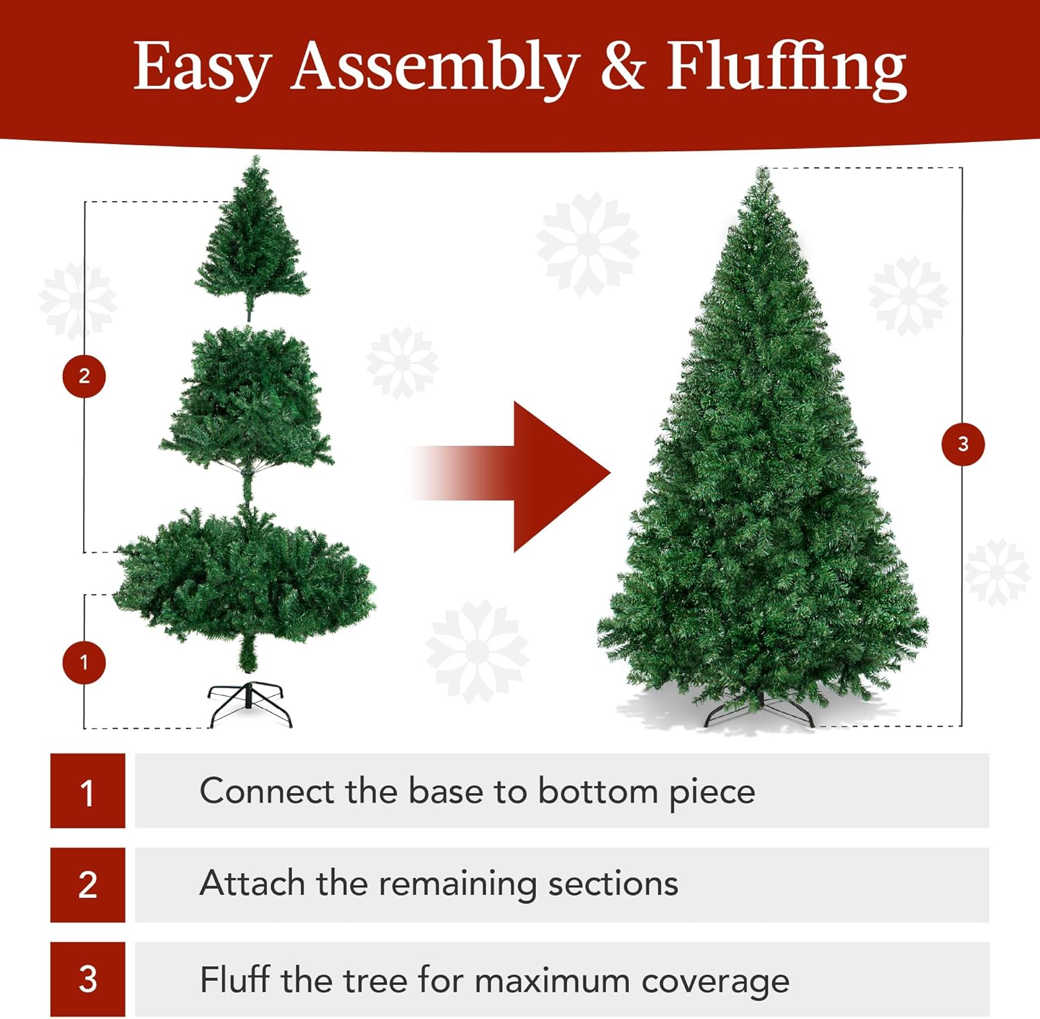 Letitdao Best Choice Products Artificial Christmas Tree 8ft Premium Unlit Hinged Design Dense Branches Realistic Holiday Décor w/Easy Assembly Base