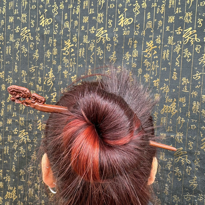 Letitdao Taoist Ceremonial Hairpin Sacred Jujube Wood with Dragon & Phoenix Design Five Elements Spiritual Gift