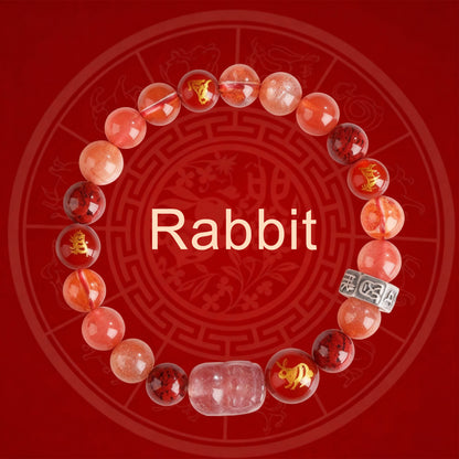 Zodiac Fortune Bracelet Adorned With Sacred Cinnabar & Natural Crystal & Legendary Pi Xiu