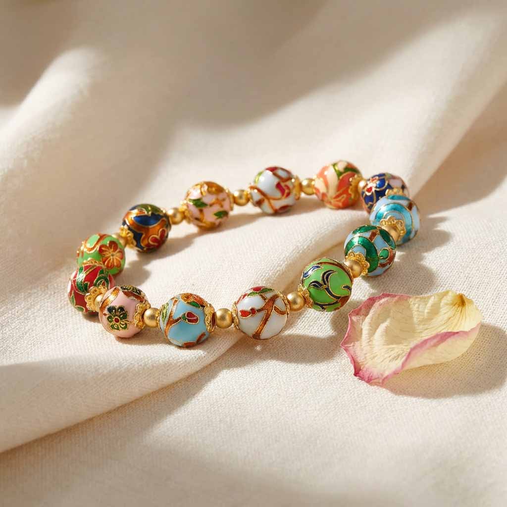 Letitdao Enamel Bloom Bead Bracelet Carry the Blessingof 12 Flower Deities in Style