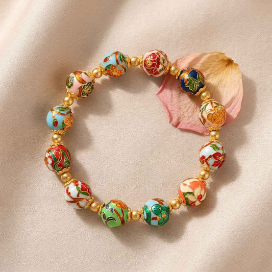 Letitdao Enamel Bloom Bead Bracelet Carry the Blessingof 12 Flower Deities in Style