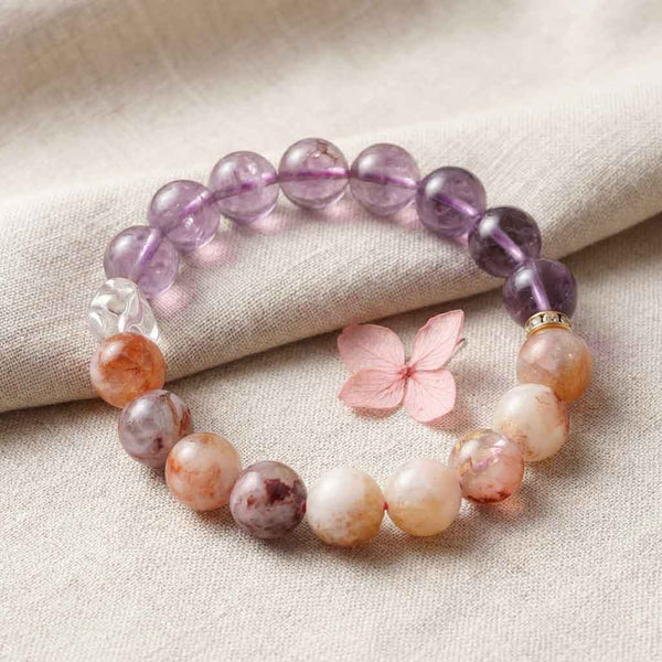 Letitdao Luck Stone Bracelet  Ametrine (Purple & Yellow) For Wealth & Balancing Energy
