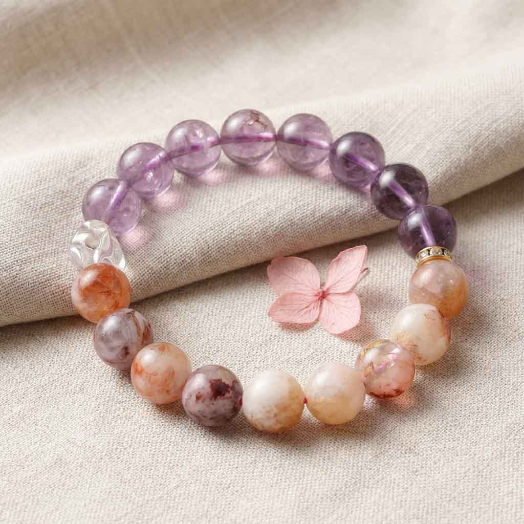 Letitdao Luck Stone Bracelet  Ametrine (Purple & Yellow) For Wealth & Balancing Energy