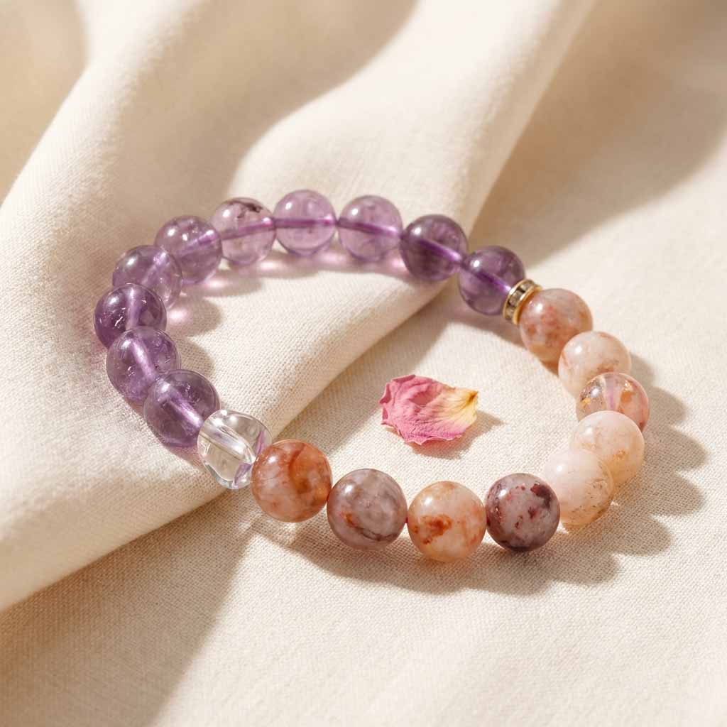 Letitdao Luck Stone Bracelet  Ametrine (Purple & Yellow) For Wealth & Balancing Energy